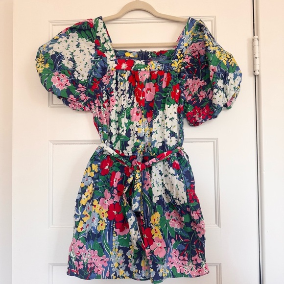 entro Pants - Entro Women’s Floral Romper Size Medium Belted Lined Zipper Back Short Sleeve